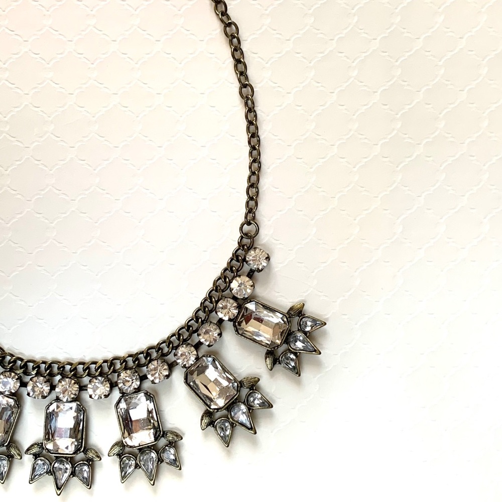 Crystal an antique brass statement necklace